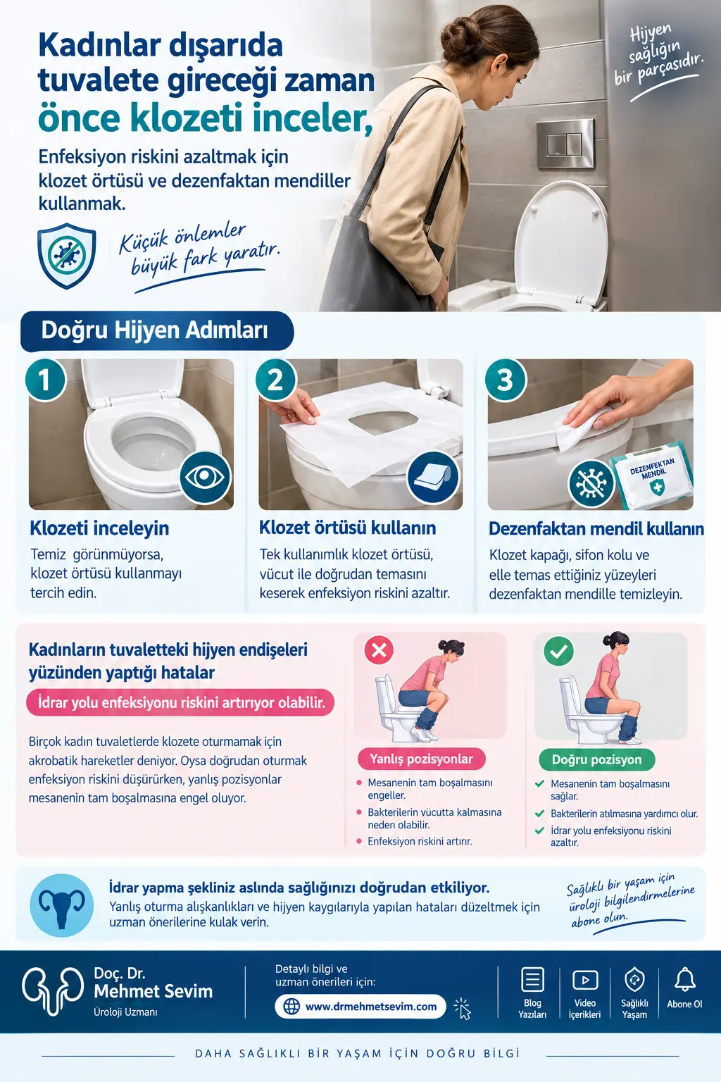 Kadınlarda Tuvalet Hijyeni ve Mesane Sağlığı Kadınlarda tuvalet hijyeni, klozet örtüsü kullanımı ve doğru idrar yapma pozisyonu
